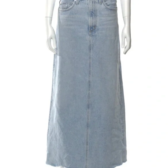 AGOLDE Denim Raw-edge Skirt, Size 25, color washed light blue - Picture 5 of 7